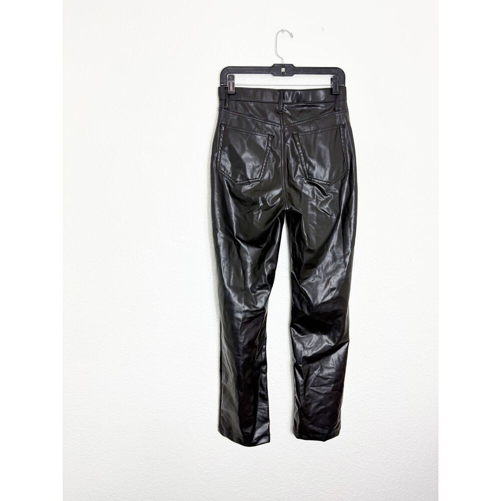 Abercrombie & Fitch High Rise 90s Straight Vegan Leather Pant Size 6/28 Black - Picture 12 of 13